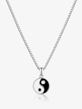 Sterling Silver Ying and Yang Pendant Chain Necklace