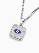 Sterling Silver Women's Evil Eye Pendant Chain Necklace