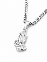 Sterling Silver Praying Hand Pendant Chain Necklace