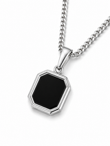 Sterling Silver Black Onyx Stone Pendant Chain Necklace