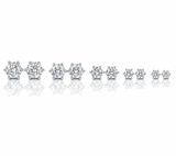 Sterling Silver Diamond Stud Earrings Round Cut (2mm-10mm)