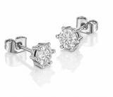 Sterling Silver Diamond Stud Earrings Round Cut (2mm-10mm)