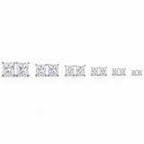 Sterling Silver Diamond Stud Earrings Square Cut (2mm-10mm)