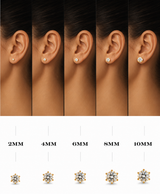 Women's 18K Gold Diamond Stud Earrings Round Cut (2mm-10mm)