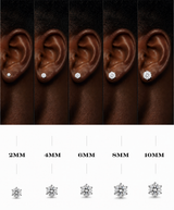 Sterling Silver Diamond Stud Earrings Round Cut (2mm-10mm)