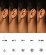 Women's Sterling Silver Diamond Stud Earrings Round Cut (2mm-10mm)