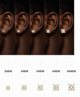 18K Gold Diamond Stud Earrings Square Cut (2mm-10mm)
