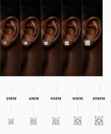 Sterling Silver Diamond Stud Earrings Square Cut (2mm-10mm)