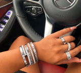 Sterling Silver Cartiar 6 Diamond Bangle Bracelet