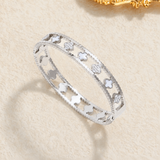 Sterling Silver Clover Pearl Bangle Bracelet