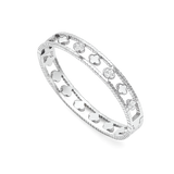 Sterling Silver Clover Pearl Bangle Bracelet
