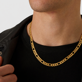 7mm 18k Gold Figaro Chain