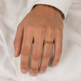 Men's 18K Gold Curb Chain Ring