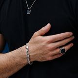 Sterling Silver Ancient Sphere Black Onyx Ring