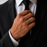 18K Gold Black Enamel Stripe Ring