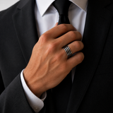 Sterling Silver Black Enamel Stripe Ring