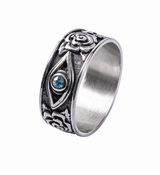Sterling Silver sapphire evil eye rose ring