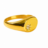18K Gold Pinkie Diamond Signet Ring