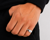 Sterling Silver Pinkie Diamond Signet Ring