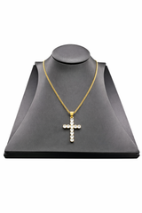 18k Gold Diamond Cross Pendant Chain Necklace
