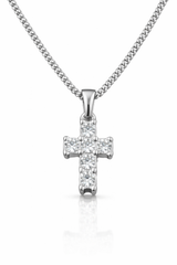 Sterling Silver Mini Diamond Cross Pendant Necklace