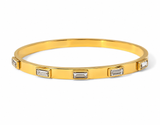 18k Gold White Baguette Bangle Bracelet