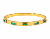 18k Gold Emerald Baguette Bangle Bracelet