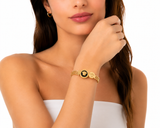 18k Gold Medusa Diamond Woman's Bangle Bracelet