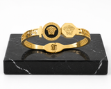 18k Gold Medusa Diamond Woman's Bangle Bracelet