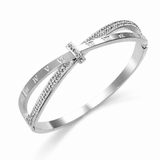 Sterling Silver Lux Roman Diamond Bangle Bracelet