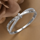 Sterling Silver Lux Roman Diamond Bangle Bracelet