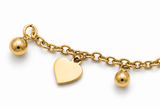 18k Gold Sphere Heart Bracelet