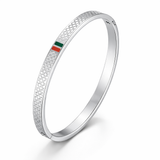 Sterling Silver Check Bangle Bracelet