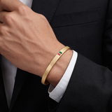 18k Gold Check Bangle Bracelet