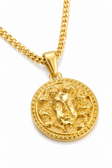 18K Gold 3D Medusa Pendant Chain Necklace