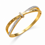 18k Gold Lux Roman Diamond Bangle Bracelet