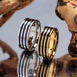 Sterling Silver Black Enamel Stripe Ring