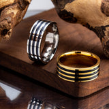 Sterling Silver Black Enamel Stripe Ring