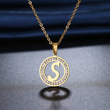 Initials Diamond Rounded Pendant Necklace