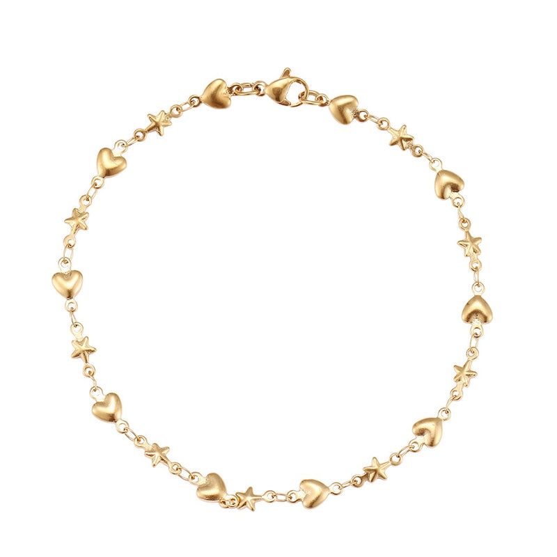 18k Gold Star Love Link Bracelet