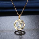 Initials Diamond Rounded Pendant Necklace