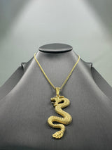 18K Gold Dragon Pendant Chain Necklace