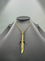 18K Gold Knife Pendant Chain Necklace
