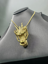 18K Gold Shenron Dragon Pendant Chain Necklace