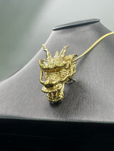18K Gold Shenron Dragon Pendant Chain Necklace