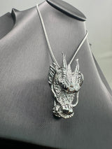 Sterling Silver Shenron Dragon Pendant Chain Necklace
