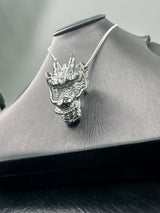 Sterling Silver Shenron Dragon Pendant Chain Necklace