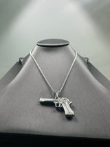 Sterling Silver Gun Pendant Chain Necklace