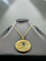 18K Gold Diamond Big Evil eye Pendant Chain Necklace