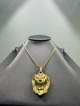 18K Gold Lion Pendant Chain Necklace